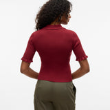 VERO MODA VMWONDER 2/4 polo pullover in syrah - Image 2