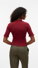VERO MODA VMWONDER 2/4 polo pullover in syrah - Image 2