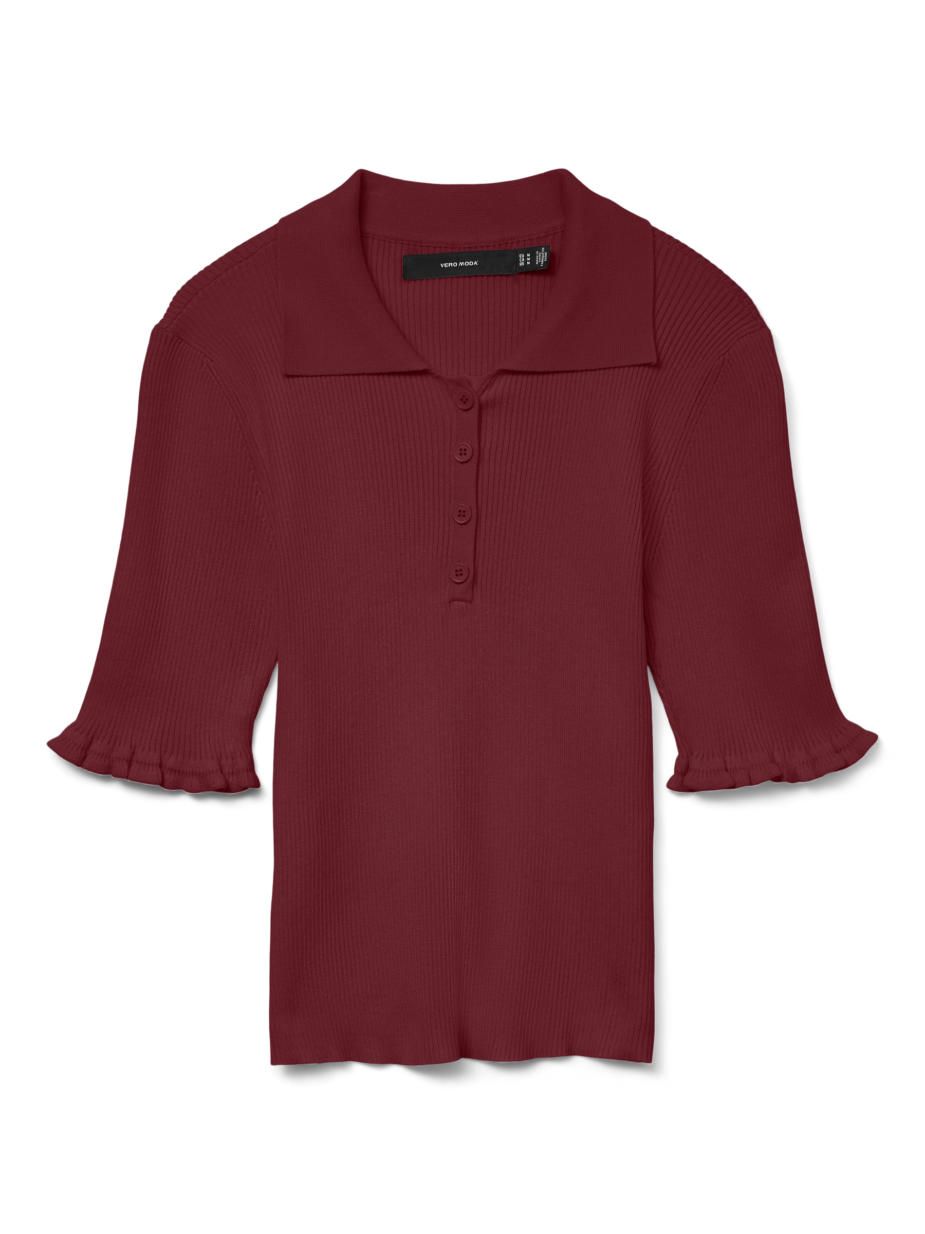 VERO MODA VMWONDER 2/4 polo pullover in syrah - Image 3