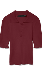 VERO MODA VMWONDER 2/4 polo pullover in syrah - Image 3