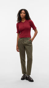 VERO MODA VMWONDER 2/4 polo pullover in syrah - Image 4