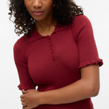 VERO MODA VMWONDER 2/4 polo pullover in syrah - Image 5