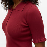 VERO MODA VMWONDER 2/4 polo pullover in syrah - Image 6