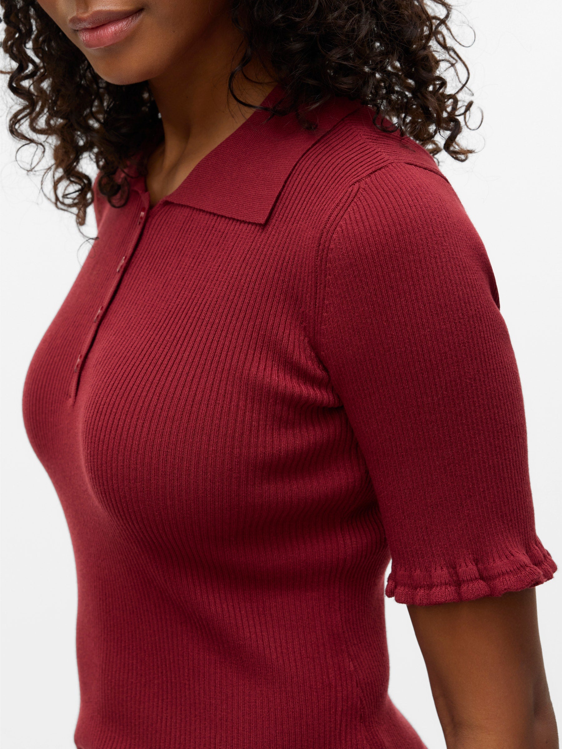 VERO MODA VMWONDER 2/4 polo pullover in syrah - Image 6
