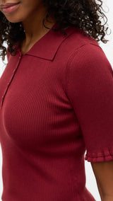 VERO MODA VMWONDER 2/4 polo pullover in syrah - Image 6
