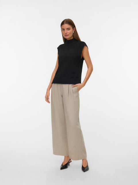VERO MODA VMWOW highneck vest in medium grey melange