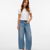 VERO MODA VMZELDA barrel denim jeans mix in medium blue denim - Image 5