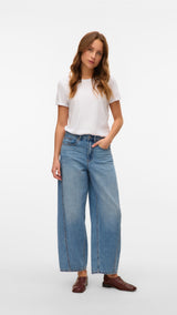 VERO MODA VMZELDA barrel denim jeans mix in medium blue denim - Image 5